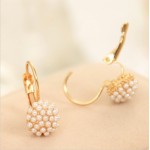 BB New Fashion Hot Lovely Wedding Ear Cuff Gold Color Round Imitation Pearl Beads Stud Earrings for Women Girls Vintage Jewelry