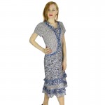 BFDADI  2016 Hot Casual Floral Print Summer Dress Fake Two Pieces small flounced hem Women Dresses Big Size 5xl 2107