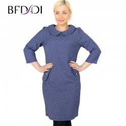 BFDADI 2016 New Arrival Spring Fashion Vintage Pattern Women's Hot Casual doll collar jacquard fabric Plus size 7-3645