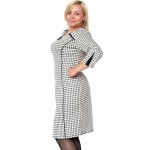 BFDADI Plus size XL-6XL Fashion Weave Pattern O-neck Straight Dress Autumn Winter Simple Style Design Dresses 7-3509