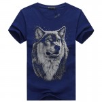 BINYUXD cotton 3d t shirt  men 2016 summer new arrvial 3D funny wolf  man's T-shirt extended plus size 4XL white black blue