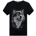 BINYUXD cotton 3d t shirt  men 2016 summer new arrvial 3D funny wolf  man's T-shirt extended plus size 4XL white black blue