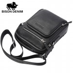 BISON DENIM Genuine Leather Men Bags Hot Sale ipad Handbags Male Messenger Bag Man Crossbody Shoulder Bag Men's Travel Bags 