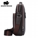BISON DENIM Genuine Leather Men Bags Hot Sale ipad Handbags Male Messenger Bag Man Crossbody Shoulder Bag Men's Travel Bags 