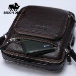 BISON DENIM Genuine Leather Men Bags Hot Sale ipad Handbags Male Messenger Bag Man Crossbody Shoulder Bag Men's Travel Bags 