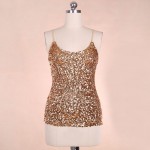 BLINGSTORY Fashion Summer Women Tanks Bling Sequin Fashion Sexy Short Tank gold sequined tops dropshipping KR1007-2