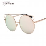 BOUTIQUE Round Women Flat Top  Cat Eye Sunglasses Women Brand Designer Double-Bridge Frame Glasses H1646