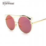 BOUTIQUE Round Women Flat Top  Cat Eye Sunglasses Women Brand Designer Double-Bridge Frame Glasses H1646