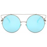 BOUTIQUE Round Women Flat Top  Cat Eye Sunglasses Women Brand Designer Double-Bridge Frame Glasses H1646
