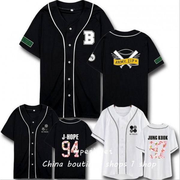 BTS wings album with plates youth concert support baseball shirts for men and women clothes T-shirt