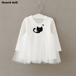 Baby Girls Dress character cat Infant Party Dress For Toddler Girl 4-24M Brithday Baptism Clothes Double Formal Dresses