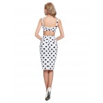 Backless Retro Vintage Cotton Polka Dots Picnic Dress 2016 Spaghetti Strap women office midi dresses Audrey Hepburn vestidos