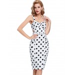 Backless Retro Vintage Cotton Polka Dots Picnic Dress 2016 Spaghetti Strap women office midi dresses Audrey Hepburn vestidos