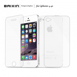 Baixin 2pcs/lot Front + Back 0.3mm 2.5D HD Ultra Thin Tempered Glass for iPhone4 4S Screen Protector for iPhone 4 4G 4S Film