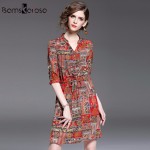 Bamskarosa New Beach Tunics Women Boho Dress 2017 Summer Sundress Sexy Lady Tunic Dress Elegant Retro Print Vestidos Mujer 