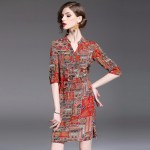 Bamskarosa New Beach Tunics Women Boho Dress 2017 Summer Sundress Sexy Lady Tunic Dress Elegant Retro Print Vestidos Mujer 