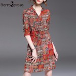 Bamskarosa New Beach Tunics Women Boho Dress 2017 Summer Sundress Sexy Lady Tunic Dress Elegant Retro Print Vestidos Mujer 
