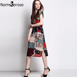 Bamskarosa New Fashion Summer Dress 2017 European Hit Color Print Light Soft Comfort Women Chiffon Casual Sundress Vestido Mujer