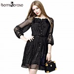 Bamskarosa New Sexy Lace Dress 2017 Spring Summer Dress Women Floral Tunic Vestidos Evening Party Dresses Plus Size Black XXL