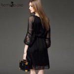 Bamskarosa New Sexy Lace Dress 2017 Spring Summer Dress Women Floral Tunic Vestidos Evening Party Dresses Plus Size Black XXL