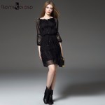 Bamskarosa New Sexy Lace Dress 2017 Spring Summer Dress Women Floral Tunic Vestidos Evening Party Dresses Plus Size Black XXL