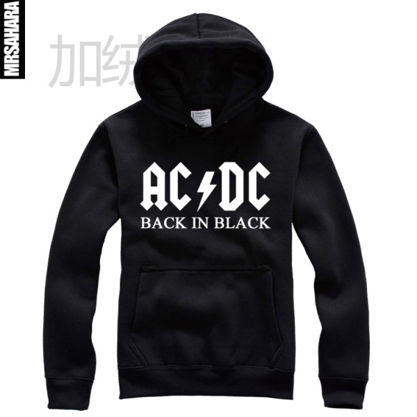 Band acdc metal back in black fleece pullover sweatshirt male Women plus size for men free shipping product