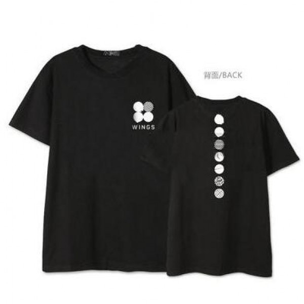 Bangtan boys 2nd album wings logo/member name printing o neck short sleeve t shirt plus size kpop t-shirt for summer