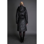 Basic Editions Autumn Fall Coat Metallic Silk Fabric Cotton Coat with Hood Zipper Side Pocket  - JQM08255