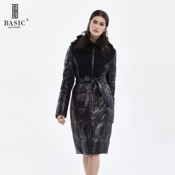 Basic Editions Winter Long Duck Down Mink Fur Knitted Top Parka Jacket - DY12007  