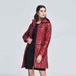 Basic Editions Women Spring Thin Slim Fit Belt Cotton Coat Hood Jacket - 14W-62