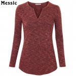 Basic Long Sleeve Cotton Top Fashion Solid T-Shirt Women V-Neck Casual Plus Size Shirt Women Tunic Tops Female Knitted T Shirts