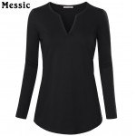 Basic Long Sleeve Cotton Top Fashion Solid T-Shirt Women V-Neck Casual Plus Size Shirt Women Tunic Tops Female Knitted T Shirts