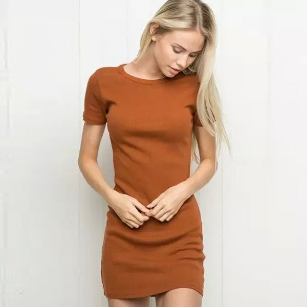 Basic style Women Casual knitting o-neck pullover slim one-piece dress knitted dress female