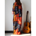 Bayan Elbise 2016 Spring Autumn Plus Size Women Dress Cotton Linen Lantern Beach Dress Casual Maxi Dress Abiti Eleganti Lunghi