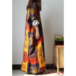 Bayan Elbise 2016 Spring Autumn Plus Size Women Dress Cotton Linen Lantern Beach Dress Casual Maxi Dress Abiti Eleganti Lunghi