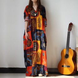 Bayan Elbise 2016 Spring Autumn Plus Size Women Dress Cotton Linen Lantern Beach Dress Casual Maxi Dress Abiti Eleganti Lunghi