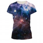 Beautiful Space T-shirts Fashion Womens t shirt Colorful 3D HD Print Summer Round Neck Short Sleeve Casual Tops Tees