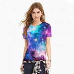 Beautiful Space T-shirts Fashion Womens t shirt Colorful 3D HD Print Summer Round Neck Short Sleeve Casual Tops Tees