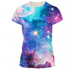 Beautiful Space T-shirts Fashion Womens t shirt Colorful 3D HD Print Summer Round Neck Short Sleeve Casual Tops Tees