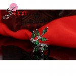 Beautifull Green Leavies With AAA+ Austrain Rhinestone Women/Girls 925 Sterling Silver Rings For Wedding Party Accesories