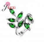 Beautifull Green Leavies With AAA+ Austrain Rhinestone Women/Girls 925 Sterling Silver Rings For Wedding Party Accesories