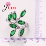 Beautifull Green Leavies With AAA+ Austrain Rhinestone Women/Girls 925 Sterling Silver Rings For Wedding Party Accesories