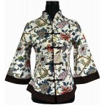 Beige Fashion Chinese Women's Cotton Linen Jacket Button Coat Traditional Vintage Flower Clothing Oversize S To 5XL T064