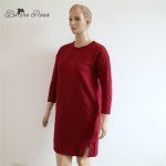 BelineRosa 2016 Women's Dress Winter Casual Brand Texture Rhombus Side Split Cotton Dress Women DS0164