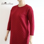 BelineRosa 2016 Women's Dress Winter Casual Brand Texture Rhombus Side Split Cotton Dress Women DS0164