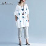 BelineRosa 2017 Big Sizes Women Tops Summer Women's Cotton Floral Printing Elegant Printed Shirt Women Fit XL ~ 6XL HS000198