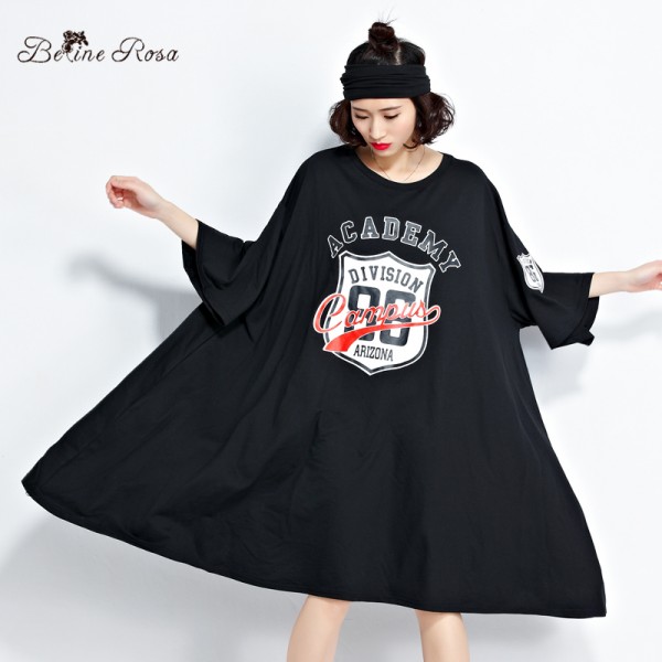 BelineRosa 2017 Plus Size Women Clothing European Fashion Batwing Sleeve Tunic T-Shirt Dresses Women Fit 5XL 6XL TYW0262