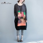 BelineRosa Plus Size Dresses for Girls Autumn Spring Women Bear Printing Long Sleeve Large Size Dress Fit L~3XL HS0147