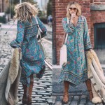 BellFlower Summer Spring Dress Women Flroal Print Tassel Boho Dress Loose Bohemian Long Dress Loose V-neck Sexy Dress Robe Femme