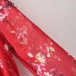 Bella Philosophy 2017 spring summer Red flowers printed flounce ruffles chiffon women shirt blouse